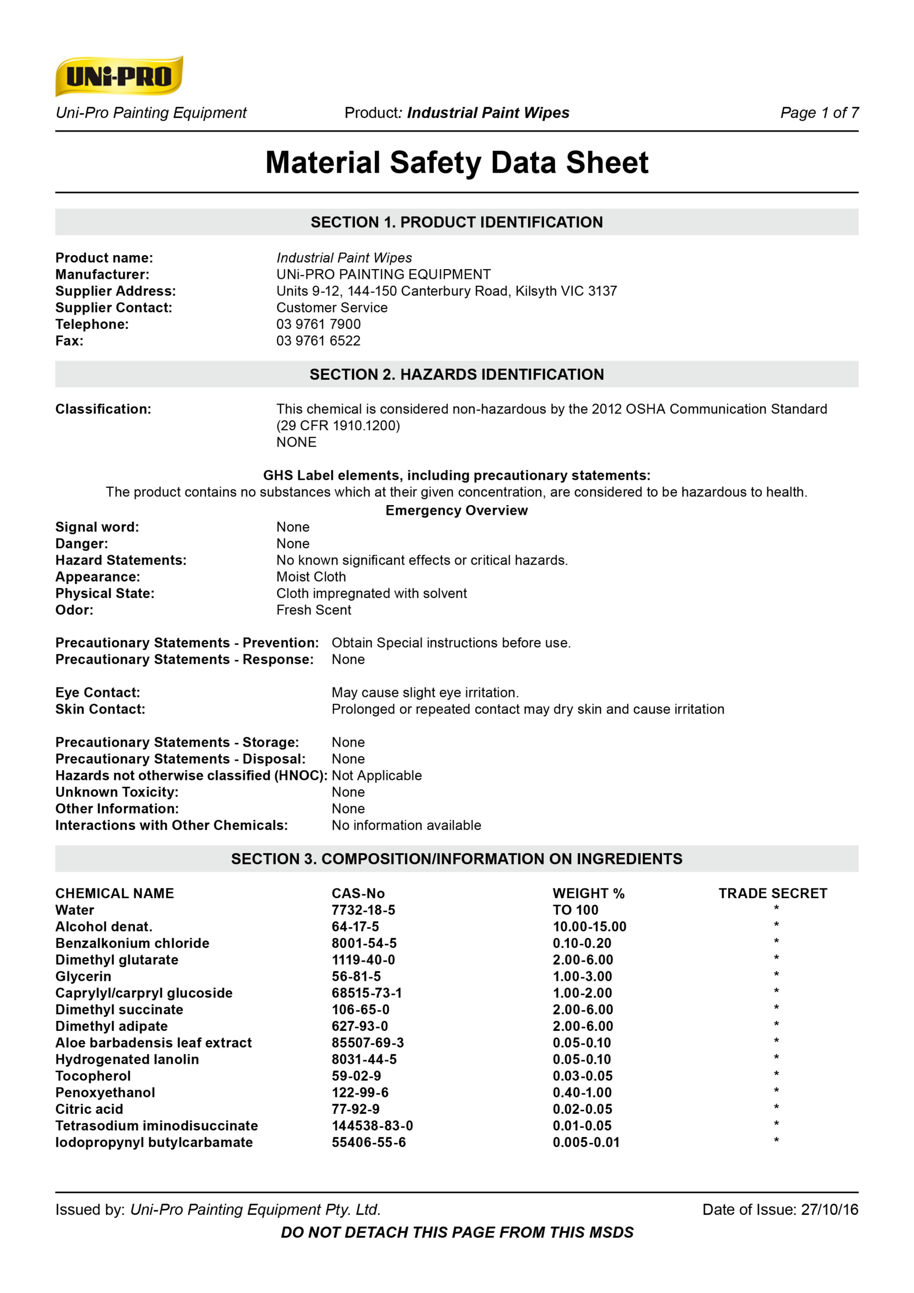 UNi-PRO-Industrial-Paint-Wipes-MSDS_page1