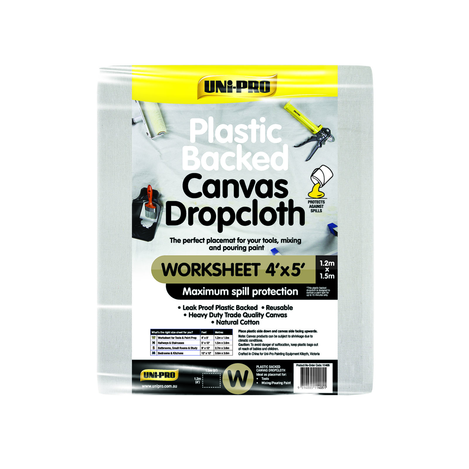 UNi-PRO Heavy Duty Plastic Backed Canvas Dropcloth Range