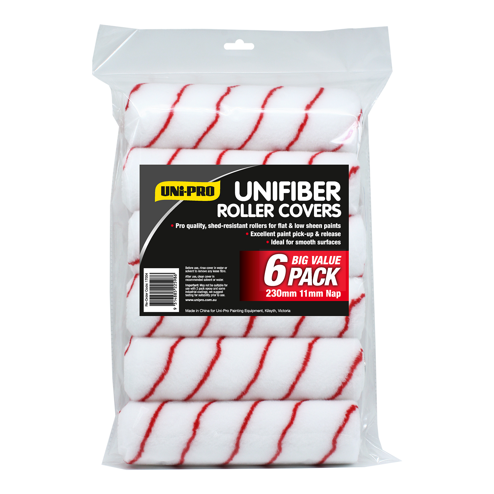 UNi-PRO Unifiber Roller Covers 6 Pack - 11mm nap
