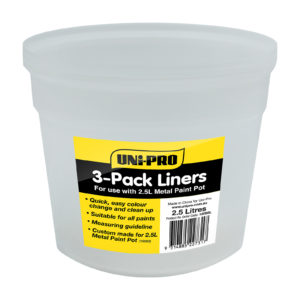 UNi-PRO 2.5 Litre Heavy Duty Metal Paint Pot Liners 3 Pack