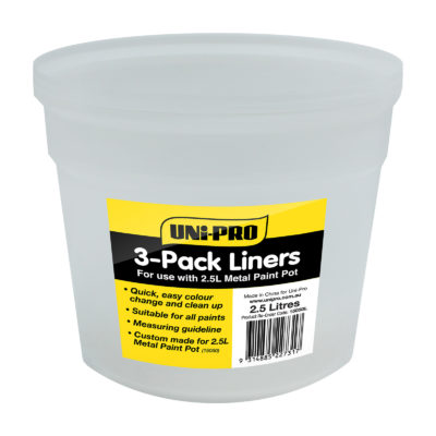 UNi-PRO 2.5 Litre Heavy Duty Metal Paint Pot Liners 3 Pack
