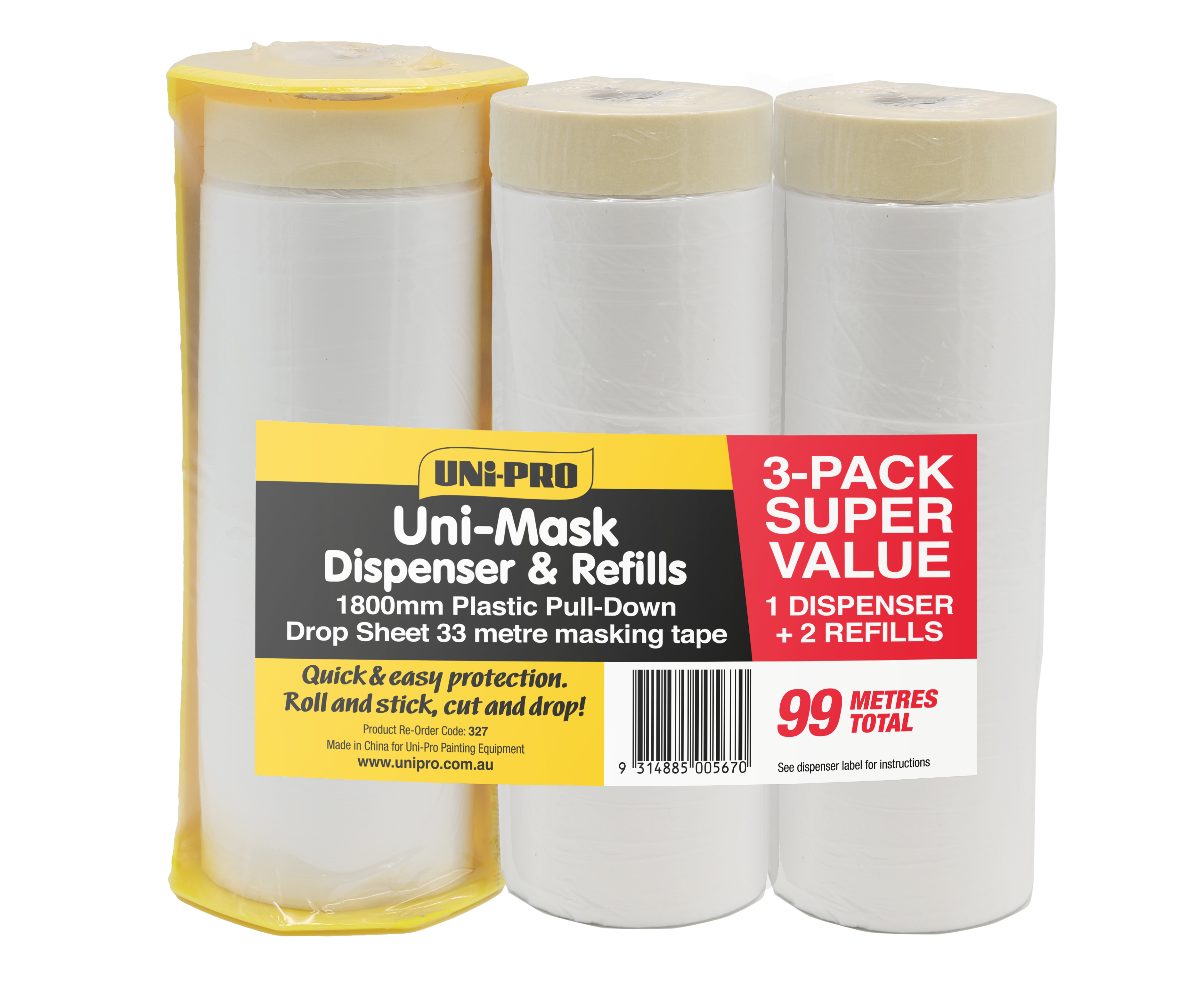UNi-PRO 288mm x 50m Masking Paper - Twin Pack - Bunnings Australia